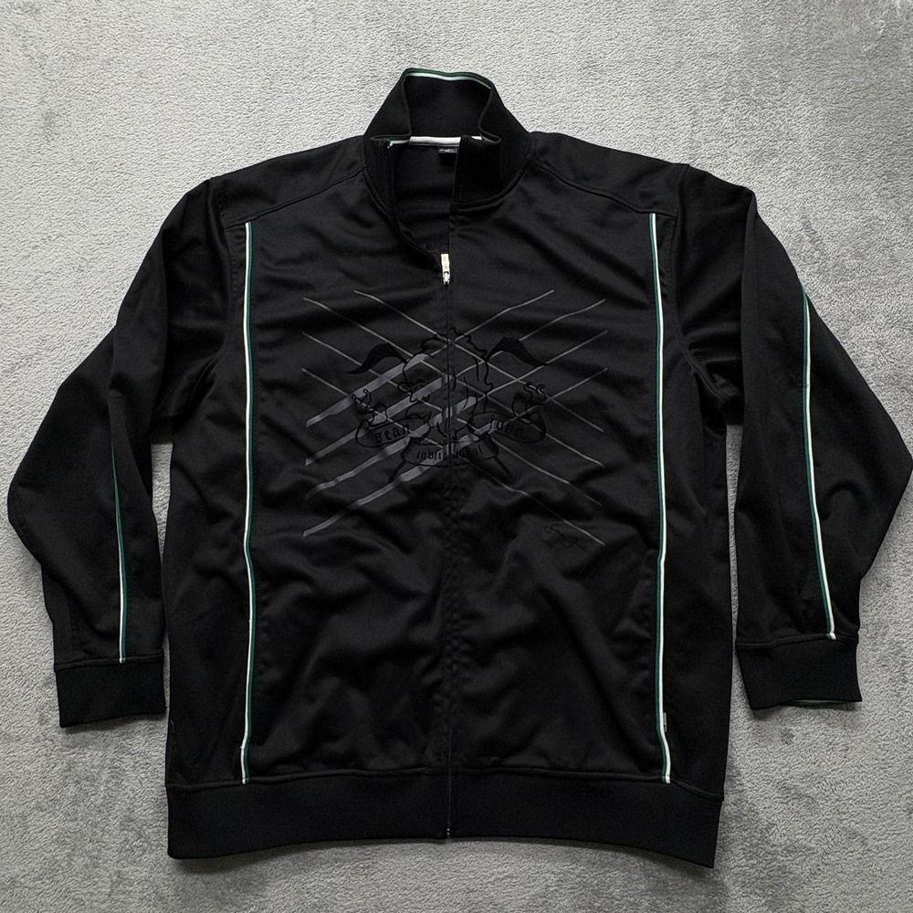 Sean John‎ Jacket Mens 2XL Black Kingston Invitational Track Full Zip Crest Logo